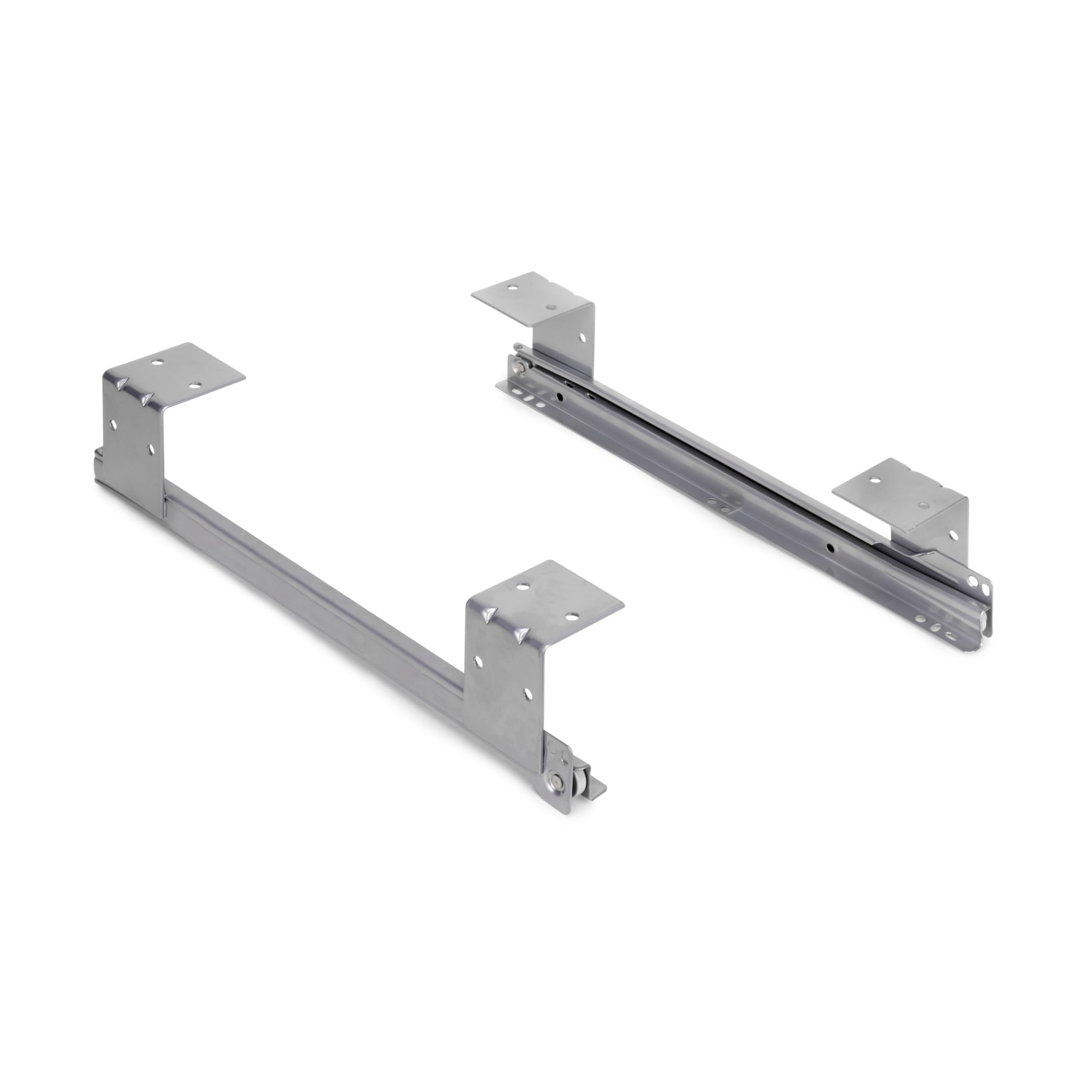 Emuca Underdesk Keyboard Runners – Grey Wood Roller-Bearing Slides