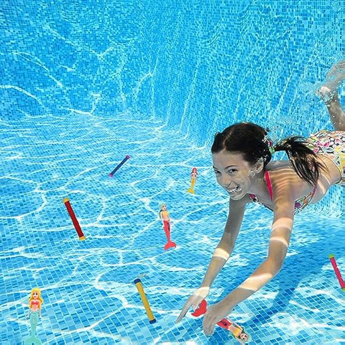TOPWAYS Pool Diving Toy Set – 8 Piece Mermaid & Torpedo Training Toys