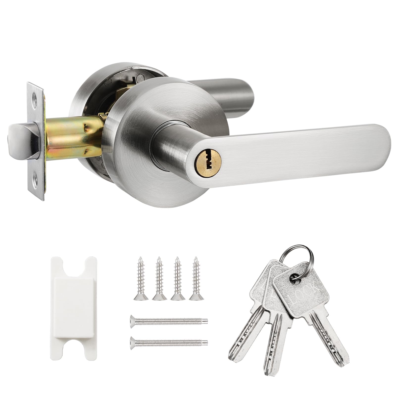 Faankiton Privacy Door Handle with Lock | Polished Chrome Lever Set