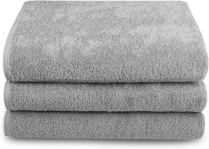 Tuva Home Spa Towel Set | 3-Pack 100x200cm 100% Cotton Terry – Gray