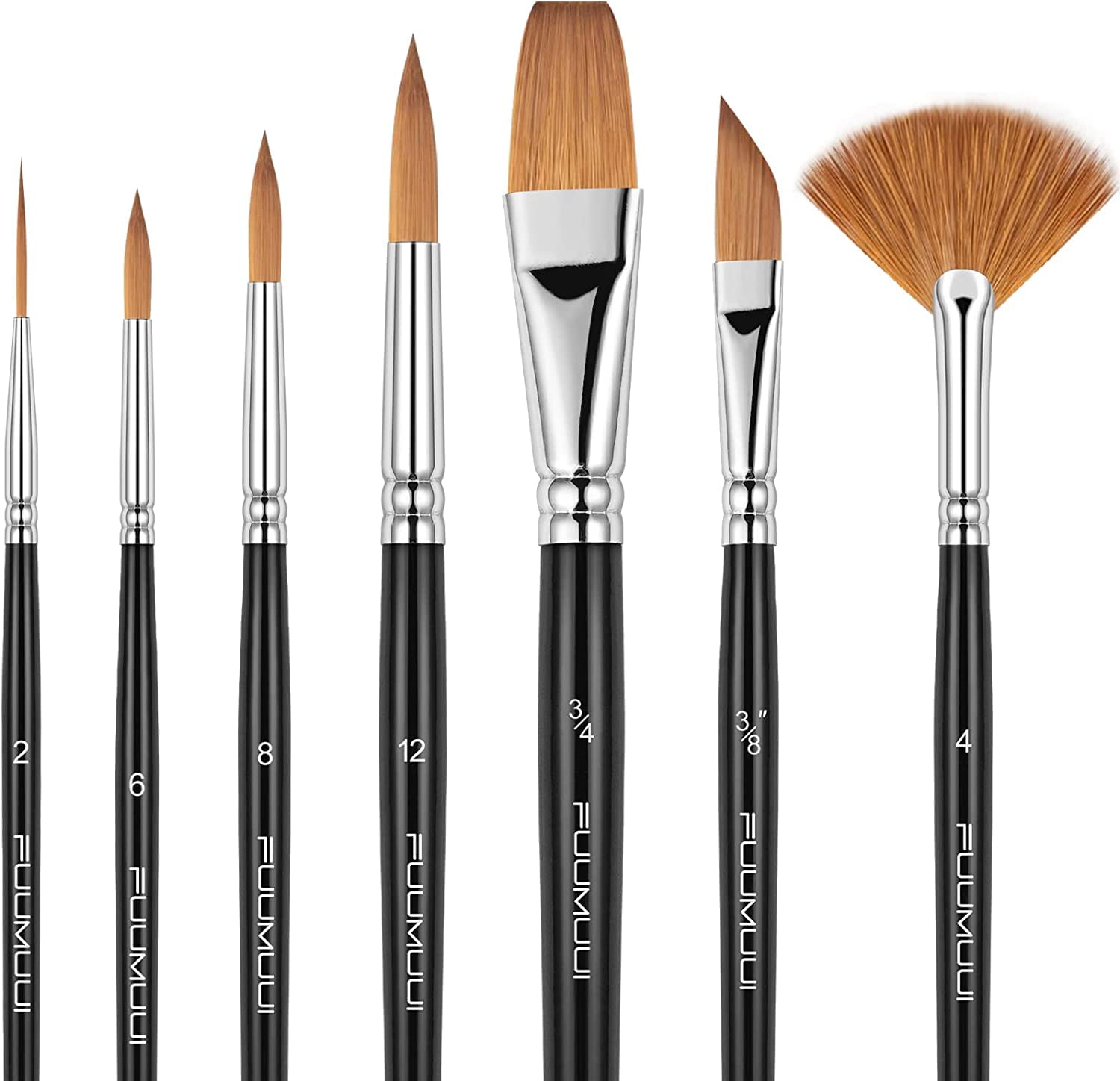 Kolinsky Sable Watercolour Artist Paint Brushes - 7pc Set