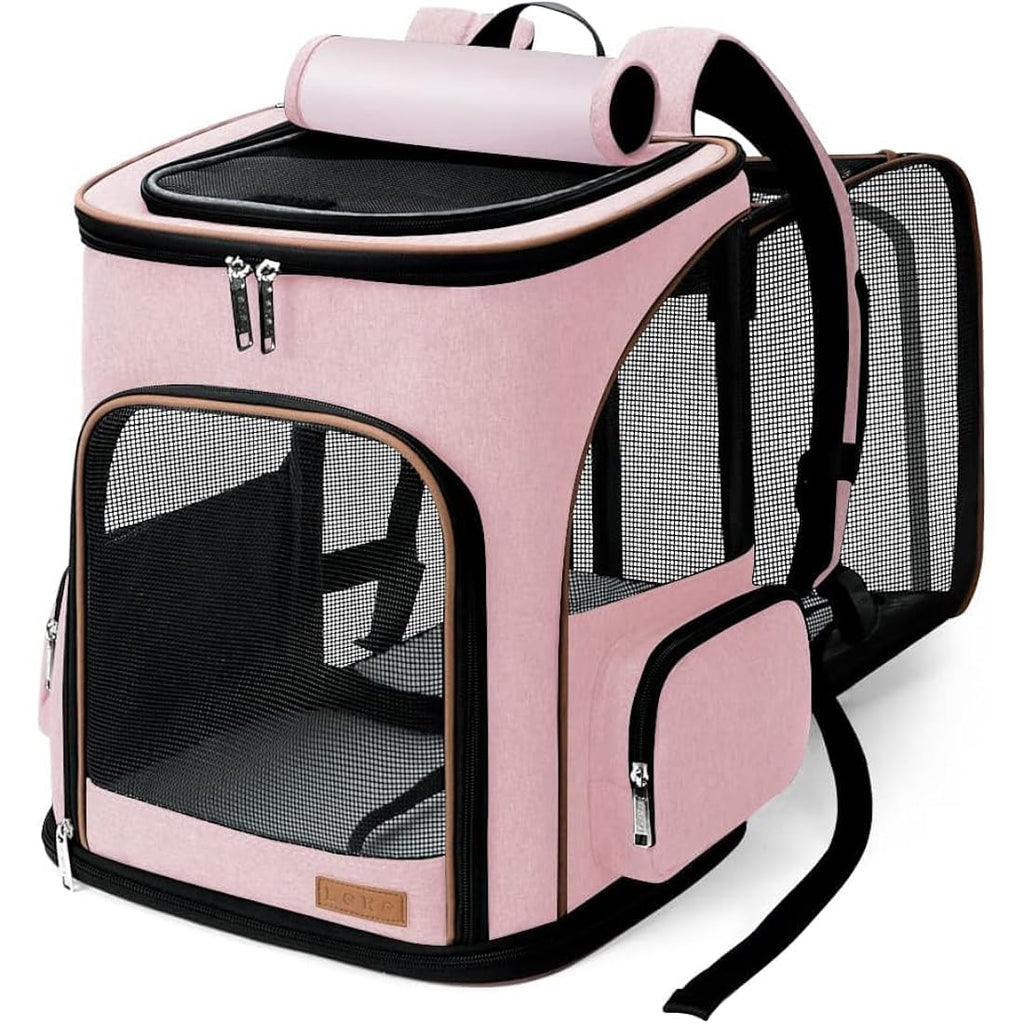 Lekesky Expandable Cat Carrier Backpack | Breathable Pet Rucksack - Pink