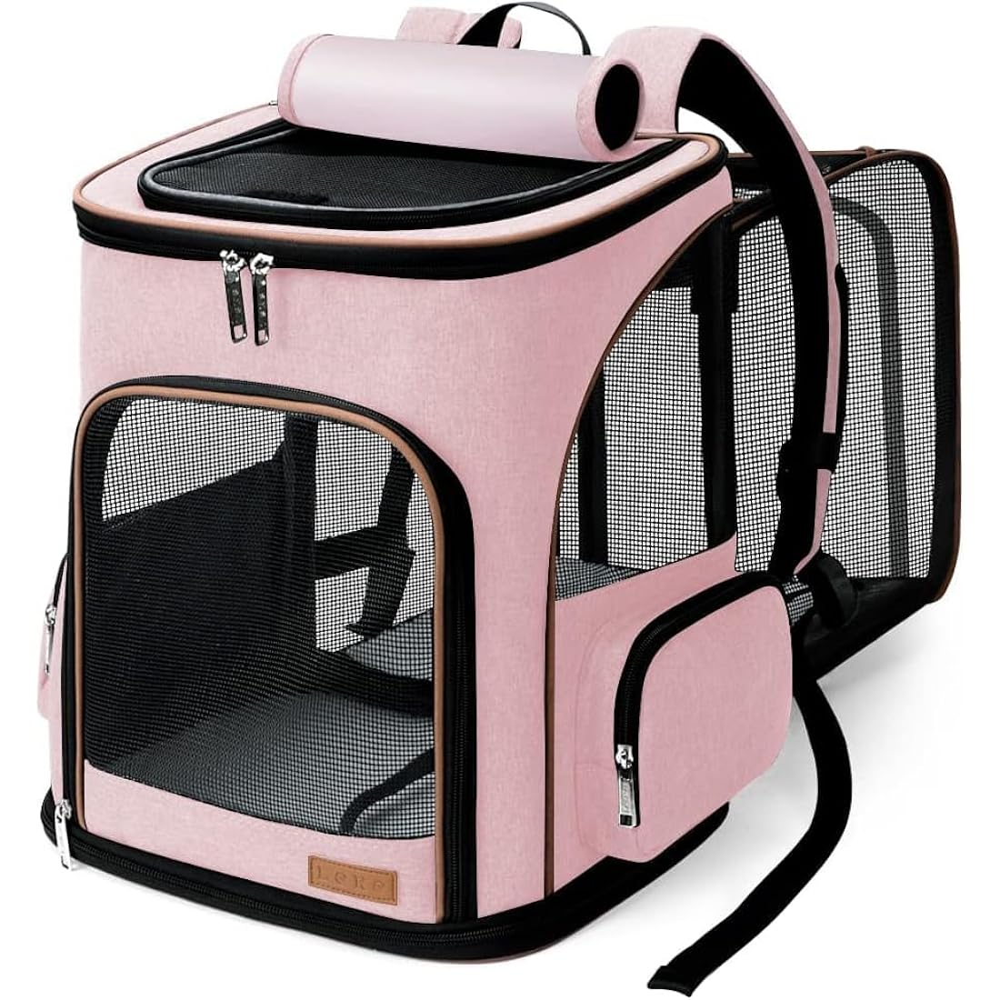 Lekesky Expandable Cat Carrier Backpack | Breathable Pet Rucksack - Pink