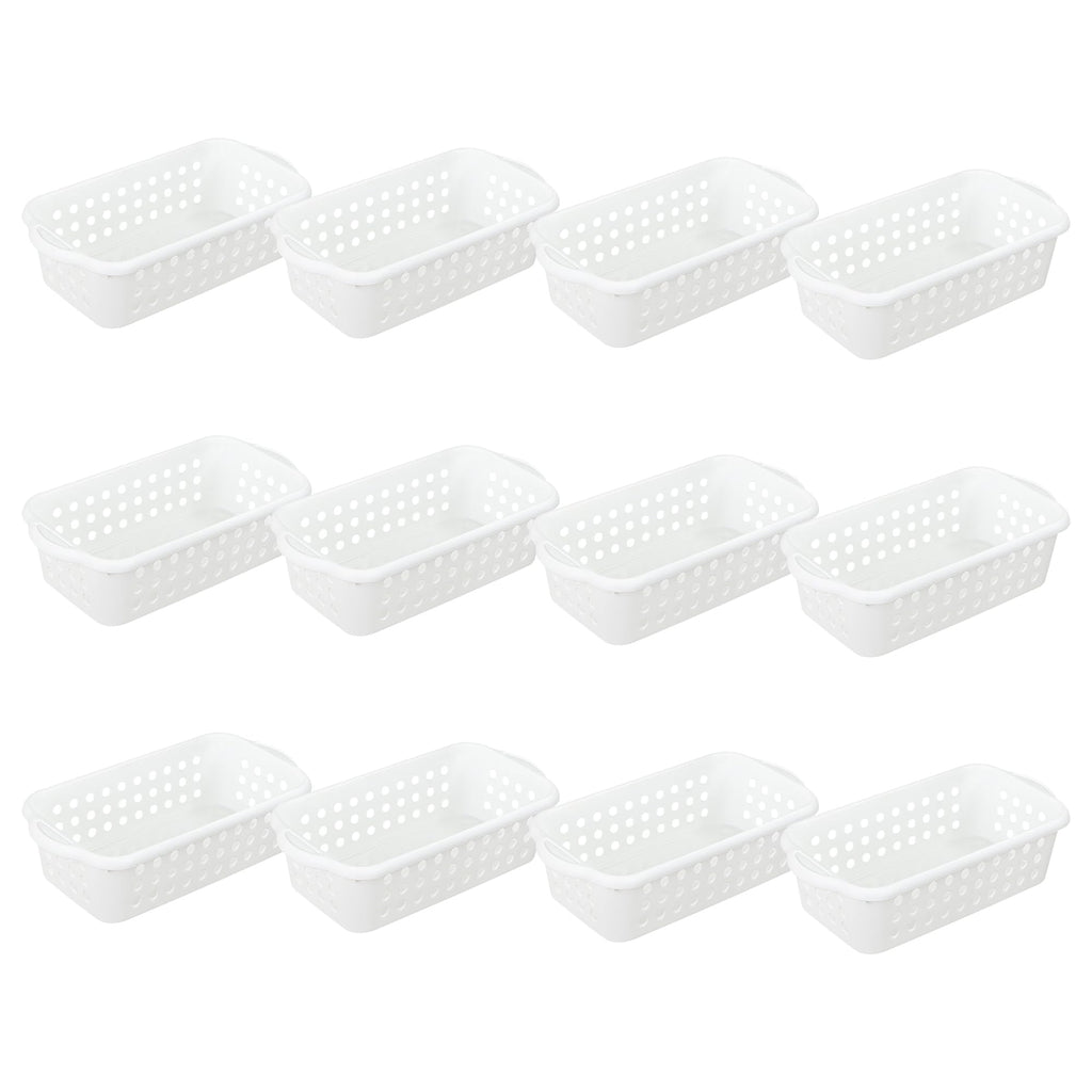 Cetomo Plastic Storage Baskets with Handle, Storage Boxes, Shelf Basket Organizer with Hole, Open Top Storage Bin for Shelves Home Kitchen Office