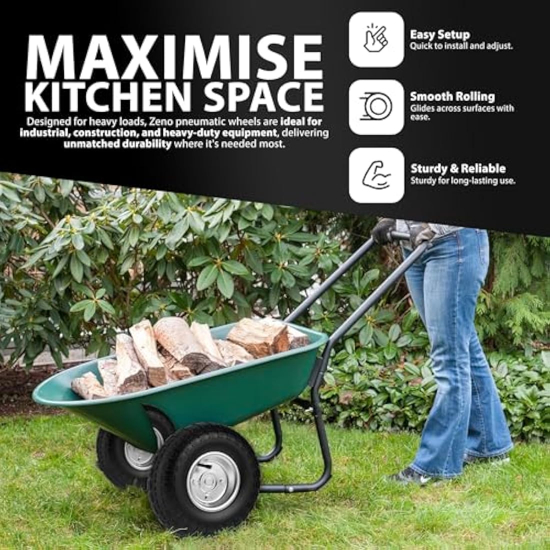 Wheelbarrow Wheels – 4 x 10" Puncture Proof Pneumatic Set