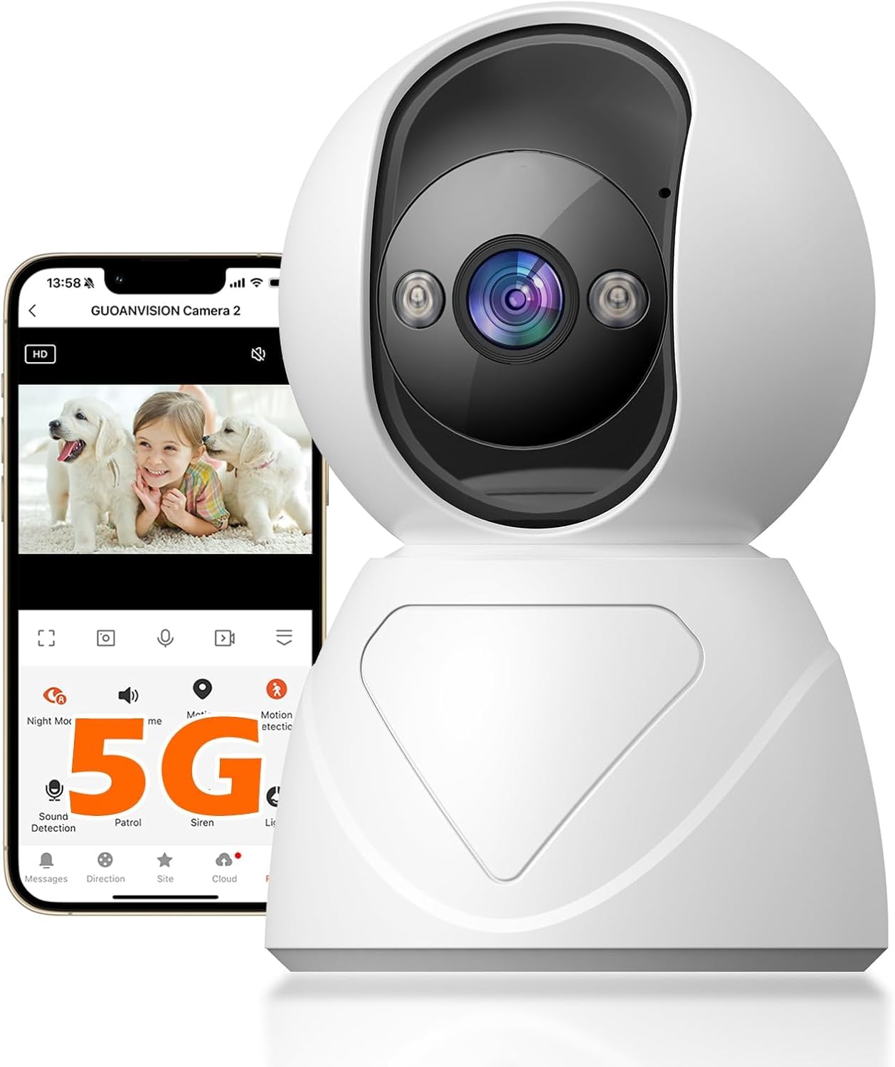 GUOANVISION 3MP Indoor Security Camera | 5G WiFi Pet & Baby Monitor