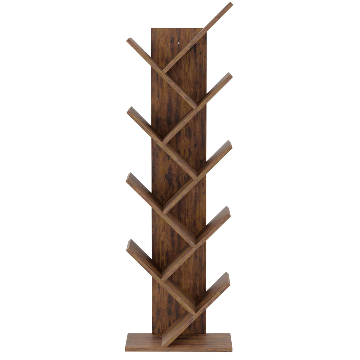 Mondeer Tree Bookshelf, 8 Tier Bookcase Free Standing, Rustic Brown - image 1