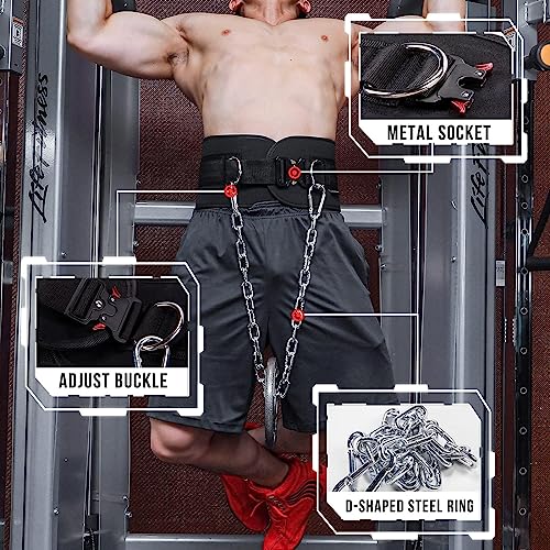 MANUEKLEAR Quick Locking Dip Belt | Heavy Duty Weightlifting Belt with Chain