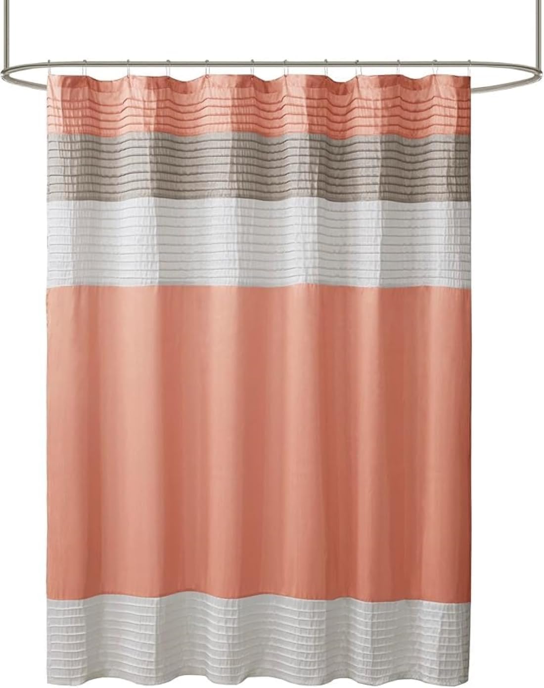 Madison Park Amherst Faux Silk Shower Curtain – Coral Pleated 72x72