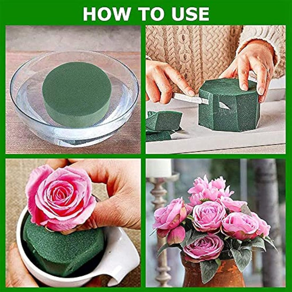 Jolof Store Round Floral Foam Blocks – 15Pcs Green Flower Sponge Set