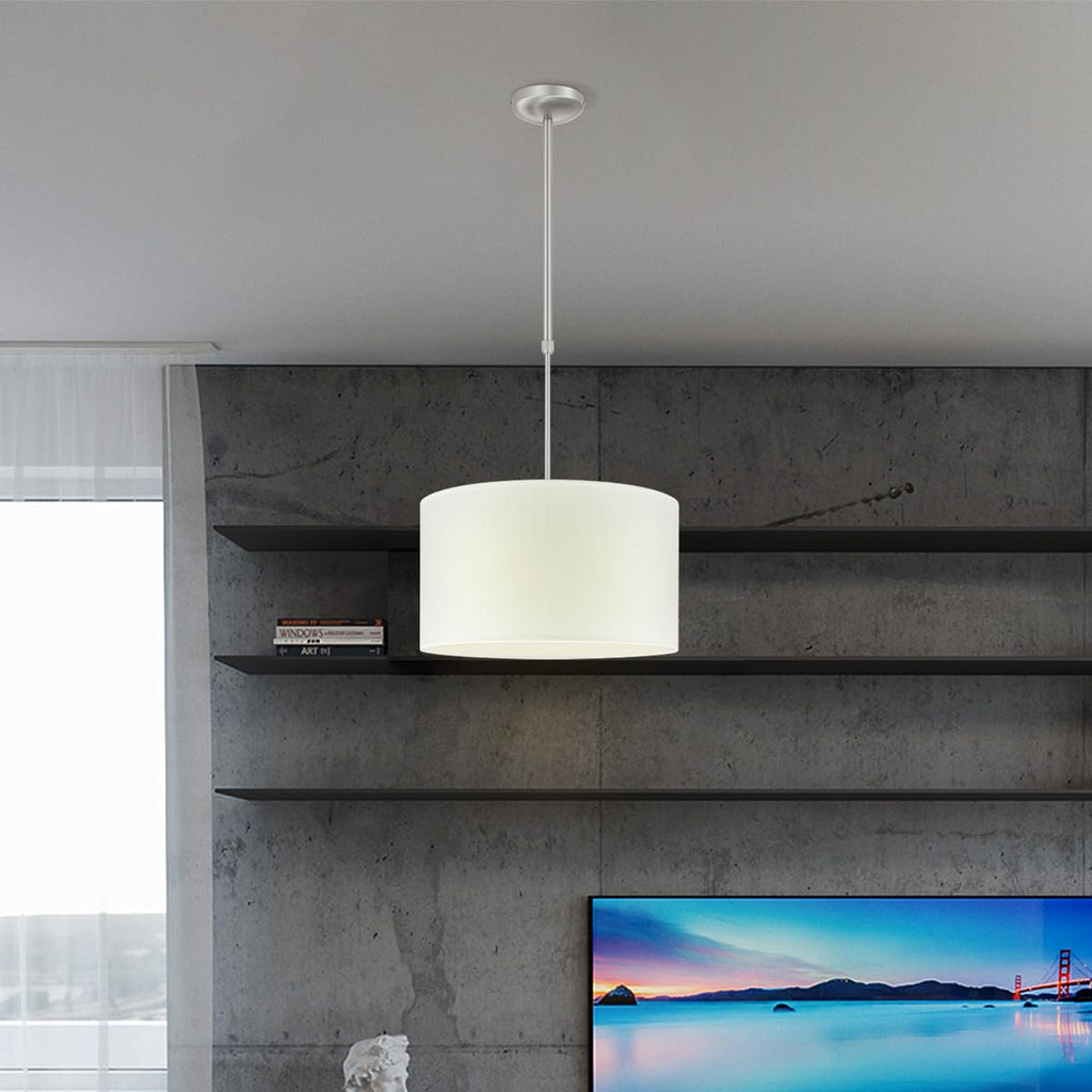 Home Sweet Home White Cotton Drum Lampshade | Cylinder 40cm | E27