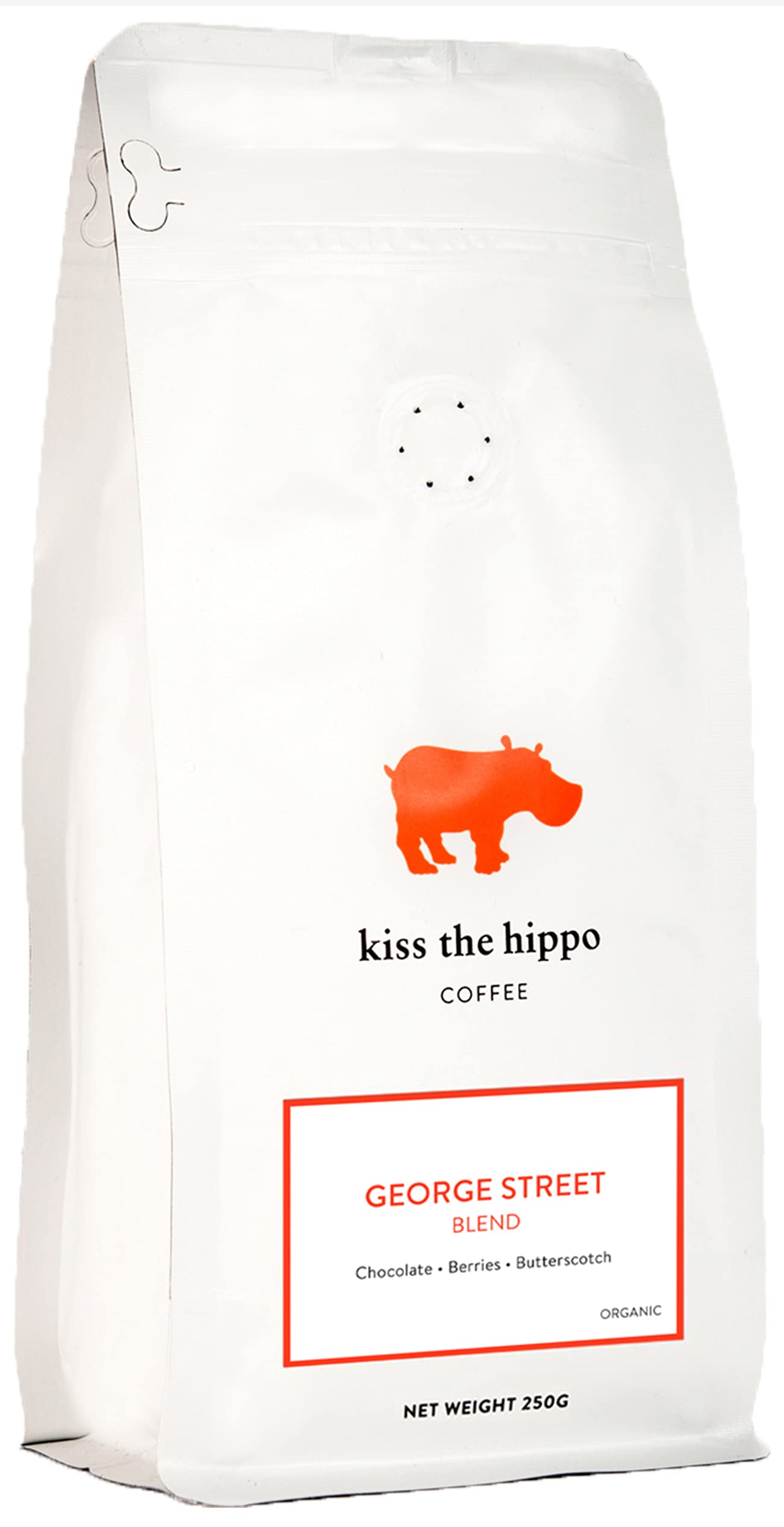 Kiss the Hippo George Street Blend Organic Whole Bean Coffee - 250g