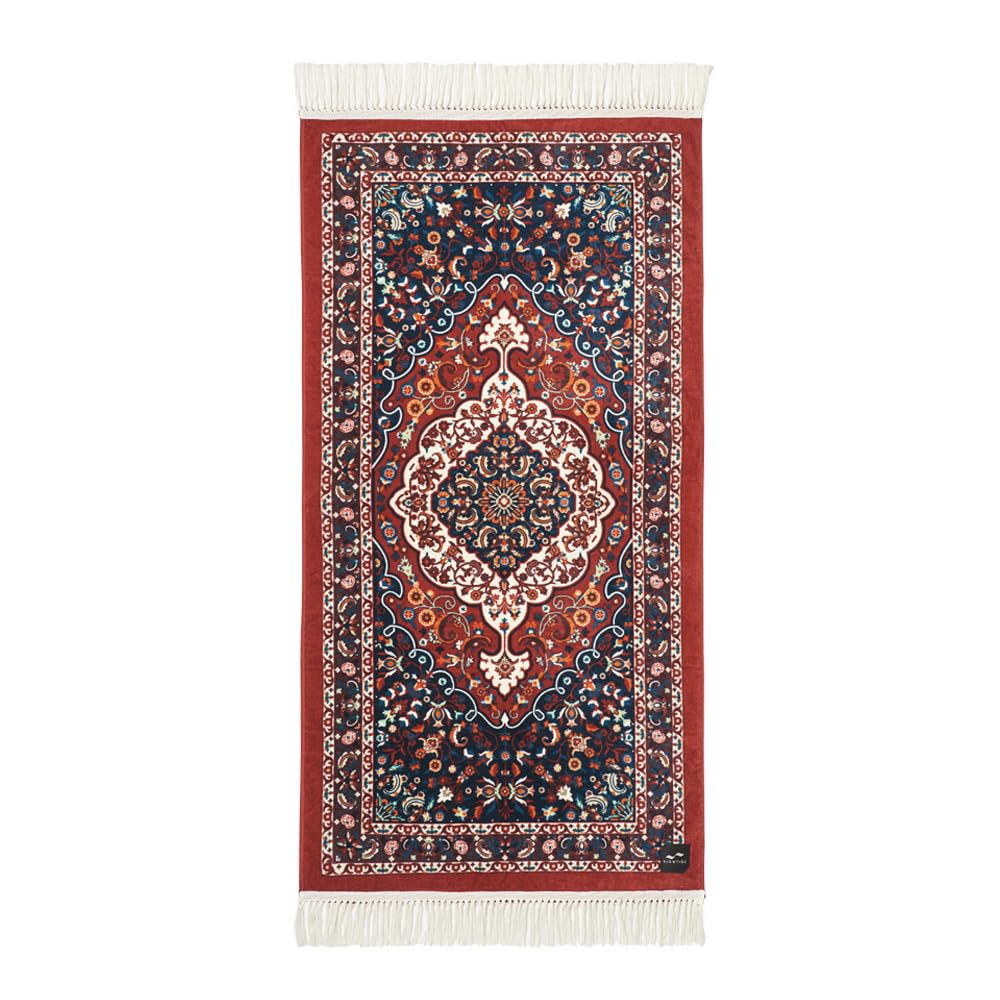 Slowtide Haven Beach Towel – Absorbent Cotton Velour, Burgundy