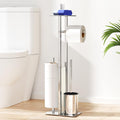 Jolof Store Free Standing Toilet Roll Holder with Brush | Stainless Steel