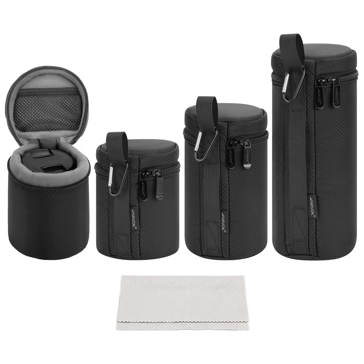 Arvok Water Resistant Camera Lens Pouch Set | 4 Sizes for DSLR Lenses