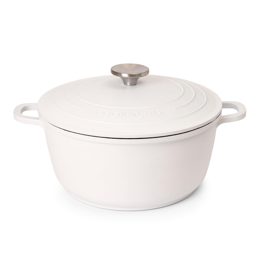 Nuovva 4L Non-Stick Casserole Dish – 24cm Aluminium Dutch Oven, Cream