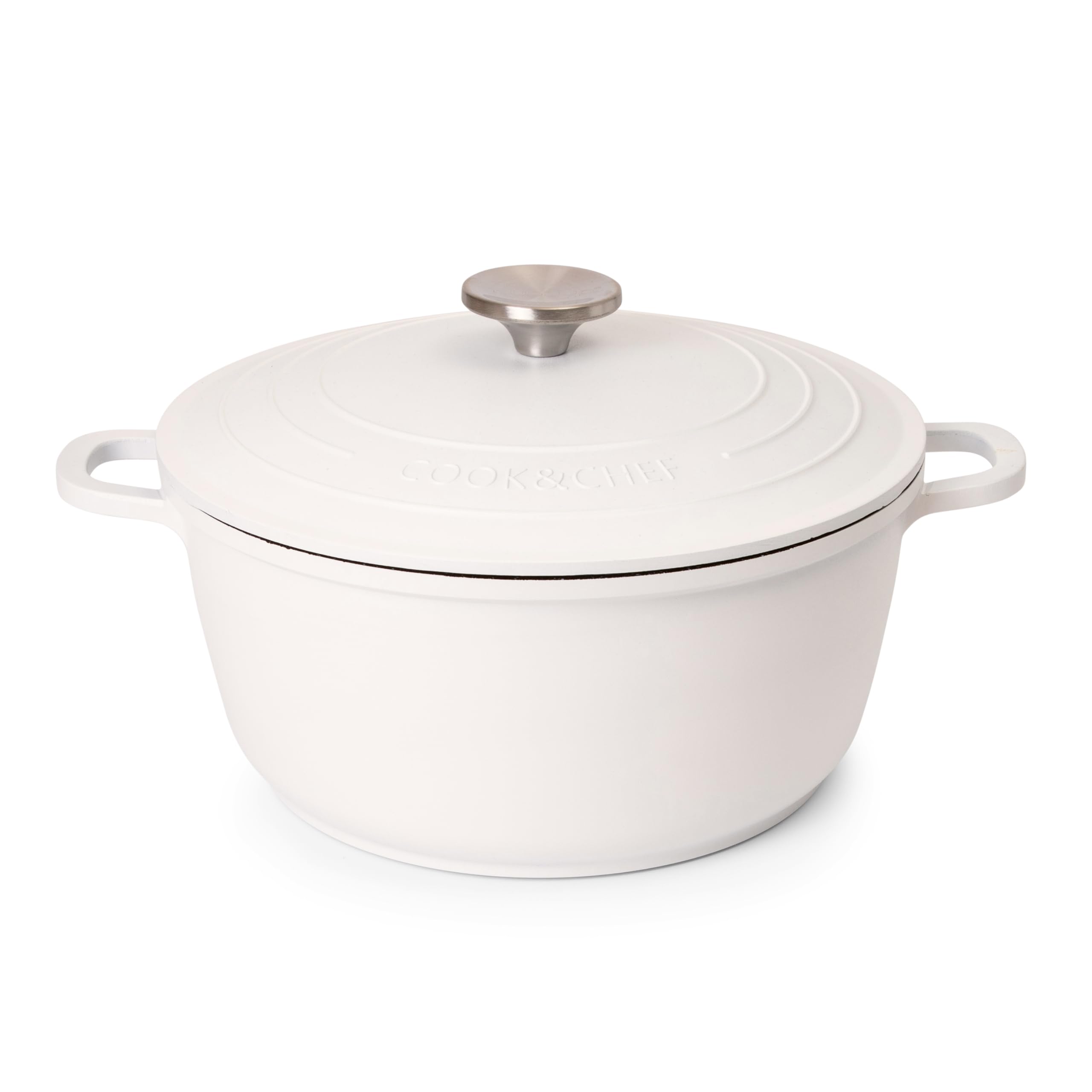 Nuovva 4L Non-Stick Casserole Dish – 24cm Aluminium Dutch Oven, Cream