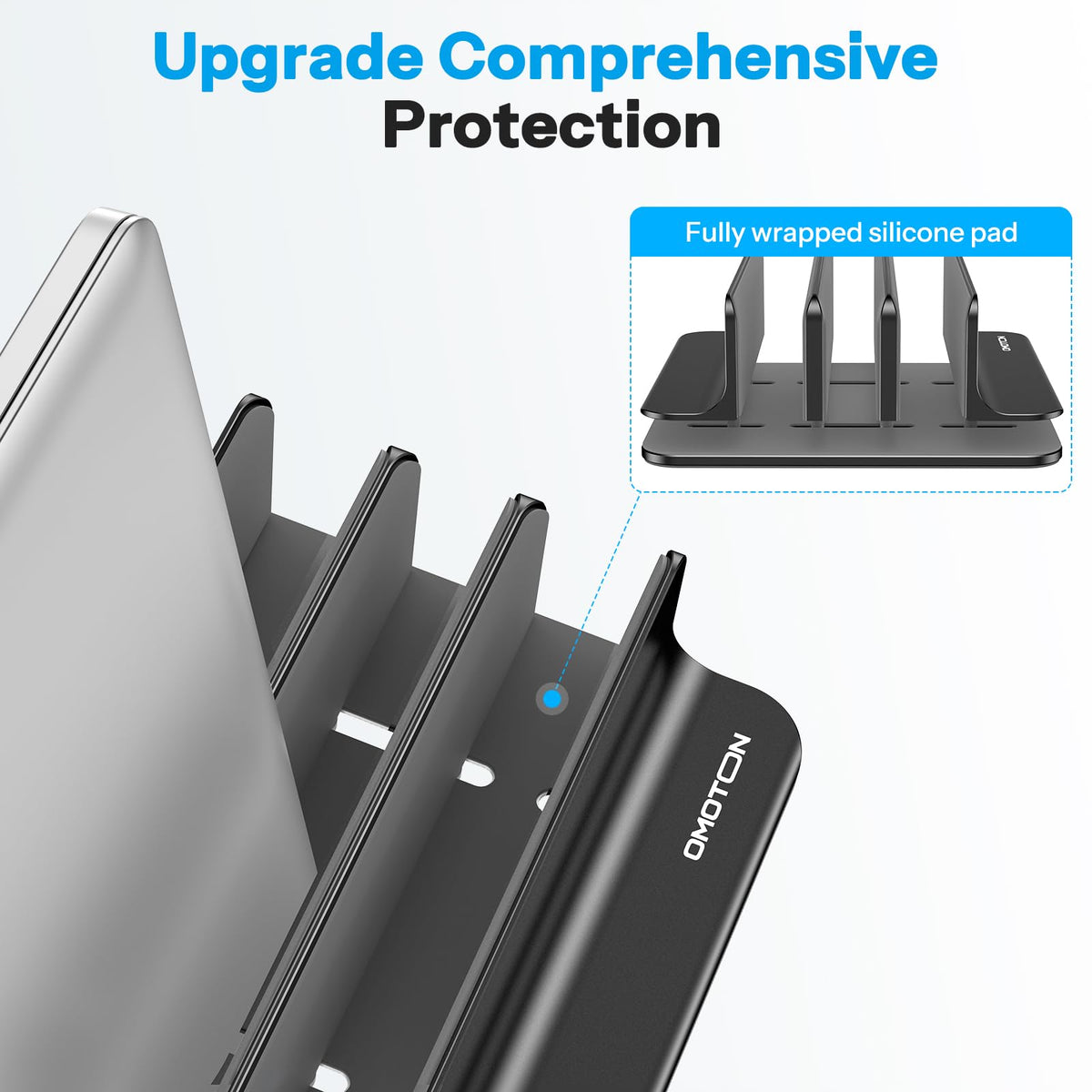 OMOTON Vertical Laptop Stand, Aluminium, Adjustable Dock Size, 3-Slot - image 4