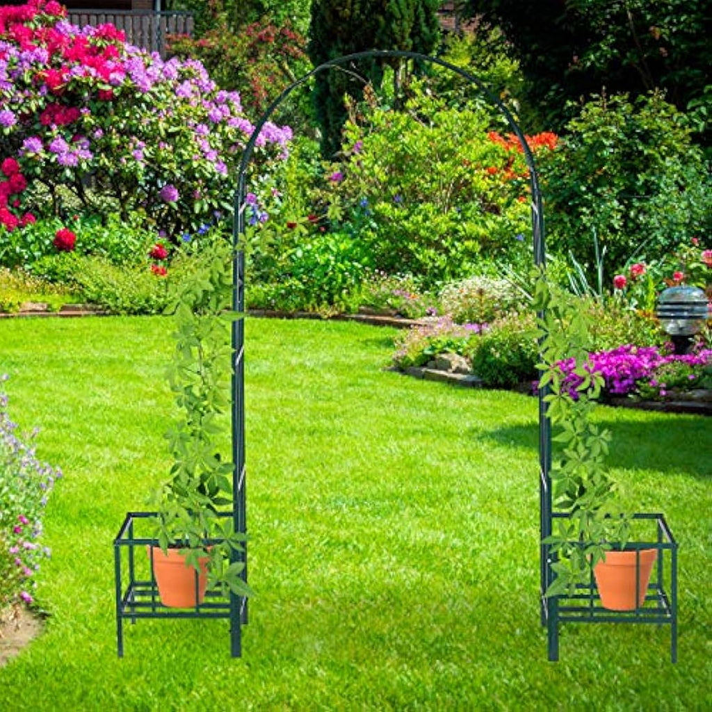 Relaxdays Metal Rose Arch with Planters – Weatherproof Garden Trellis