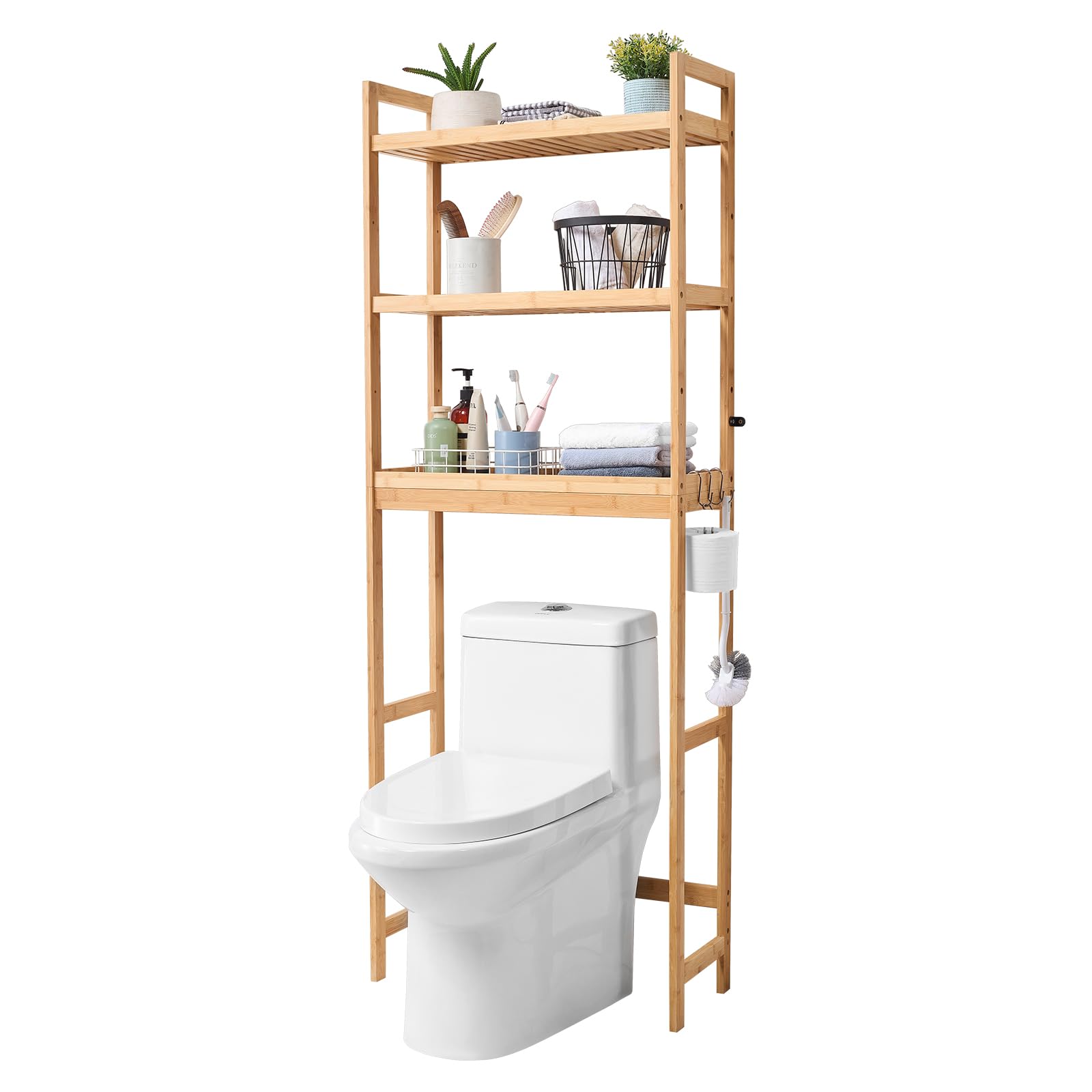 VEVOR 3-Tier Over the Toilet Storage – Adjustable Bamboo Bathroom Organizer