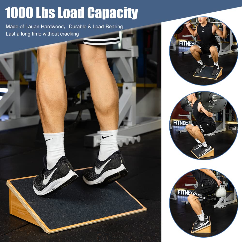 StrongTek Wooden Slant Board for Squats - 1000 Lbs Capacity Incline Board