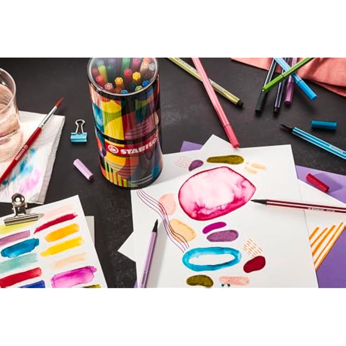 STABILO Pen 68 Premium Fibre-Tip Pens | ARTY Tin of 45 Assorted Colours