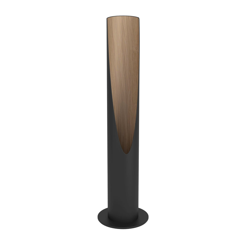 Eglo Barbotto Table Lamp – Black Metal & Oak Wood Bedside Light, 40cm