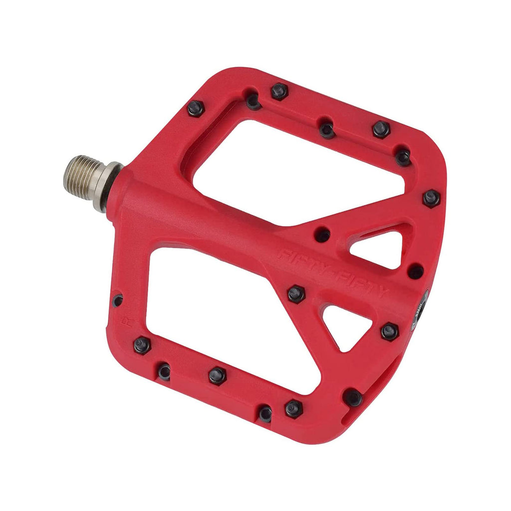FIFTY-FIFTY Mountain Bike Pedals | Nylon Composite 9/16" Flat MTB - Red