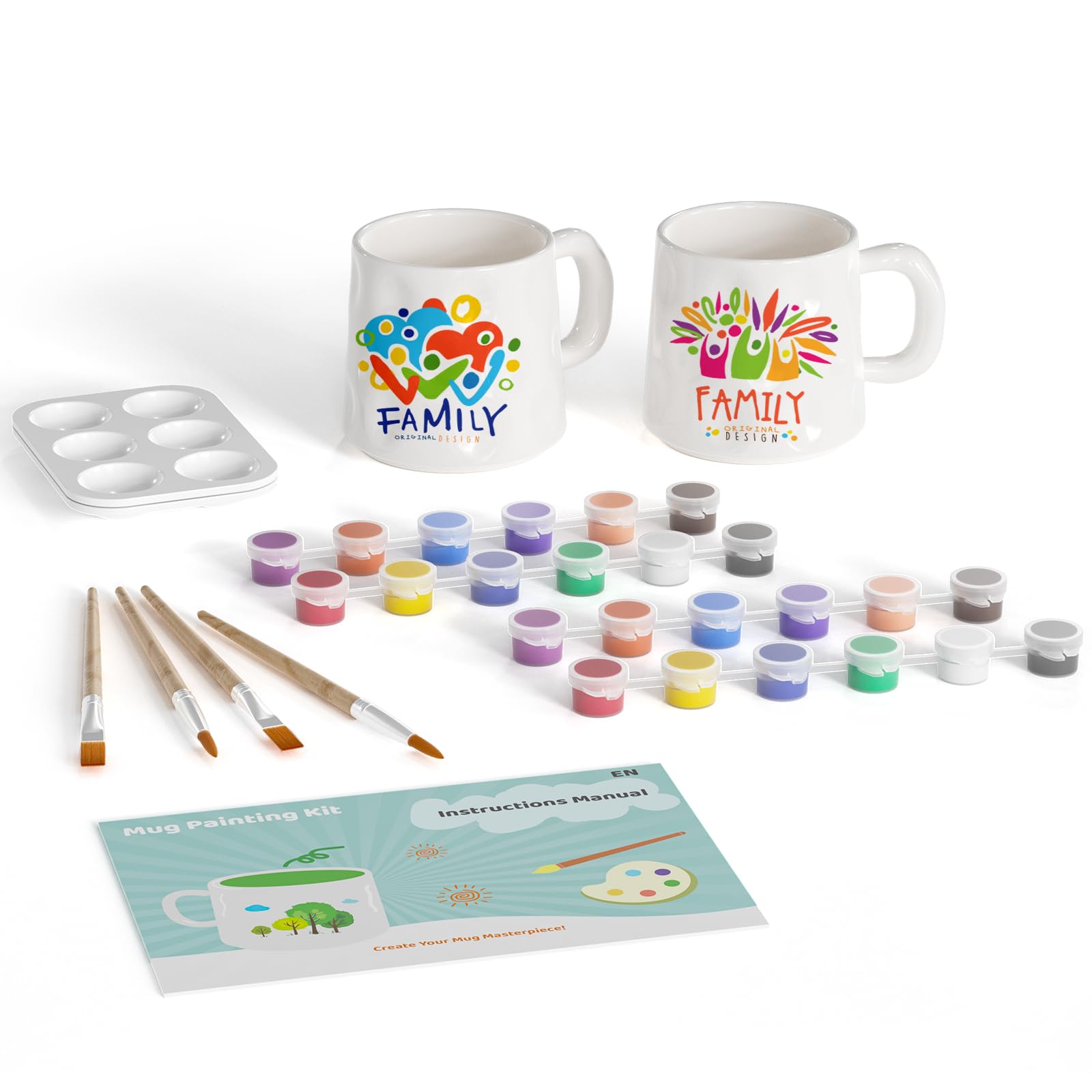 Pottery Painting Kit – DIY Ceramic Mug Set for Adults & Kids