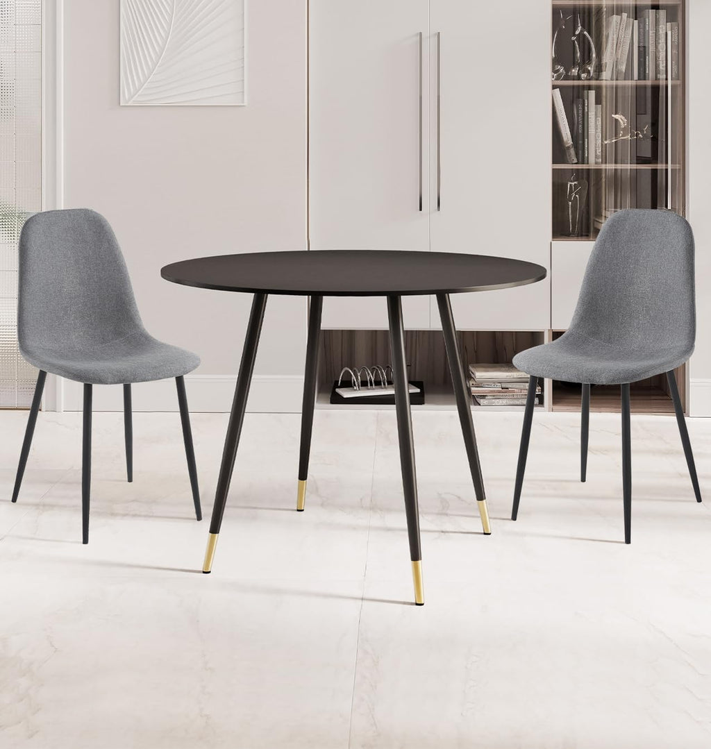 Hallowood Furniture Finley Black Table and Chairs Set 2, Wood Effect Top - image 1