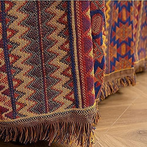 VANJOROY Bohemian Cotton Knitted Sofa Throw Blanket with Tassels - 230x340cm