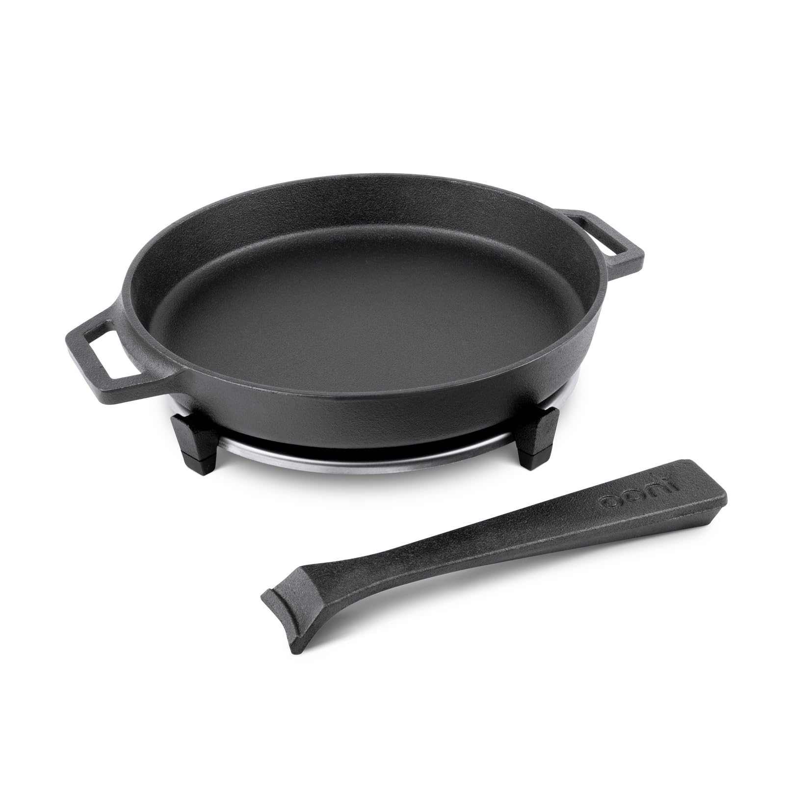 Ooni 9" Cast Iron Skillet Pan with Removable Handle and Trivet