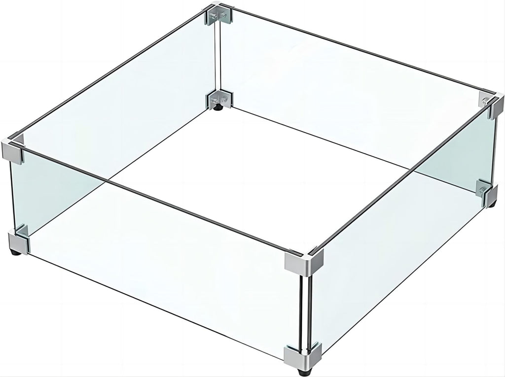 MESIDA 14x14x6 Fire Pit Glass Wind Guard | Tempered Glass Flame Shield