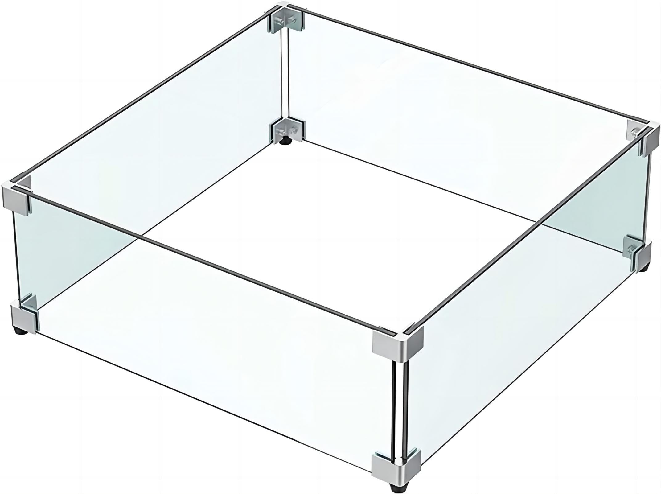 MESIDA 14x14x6 Fire Pit Glass Wind Guard | Tempered Glass Flame Shield