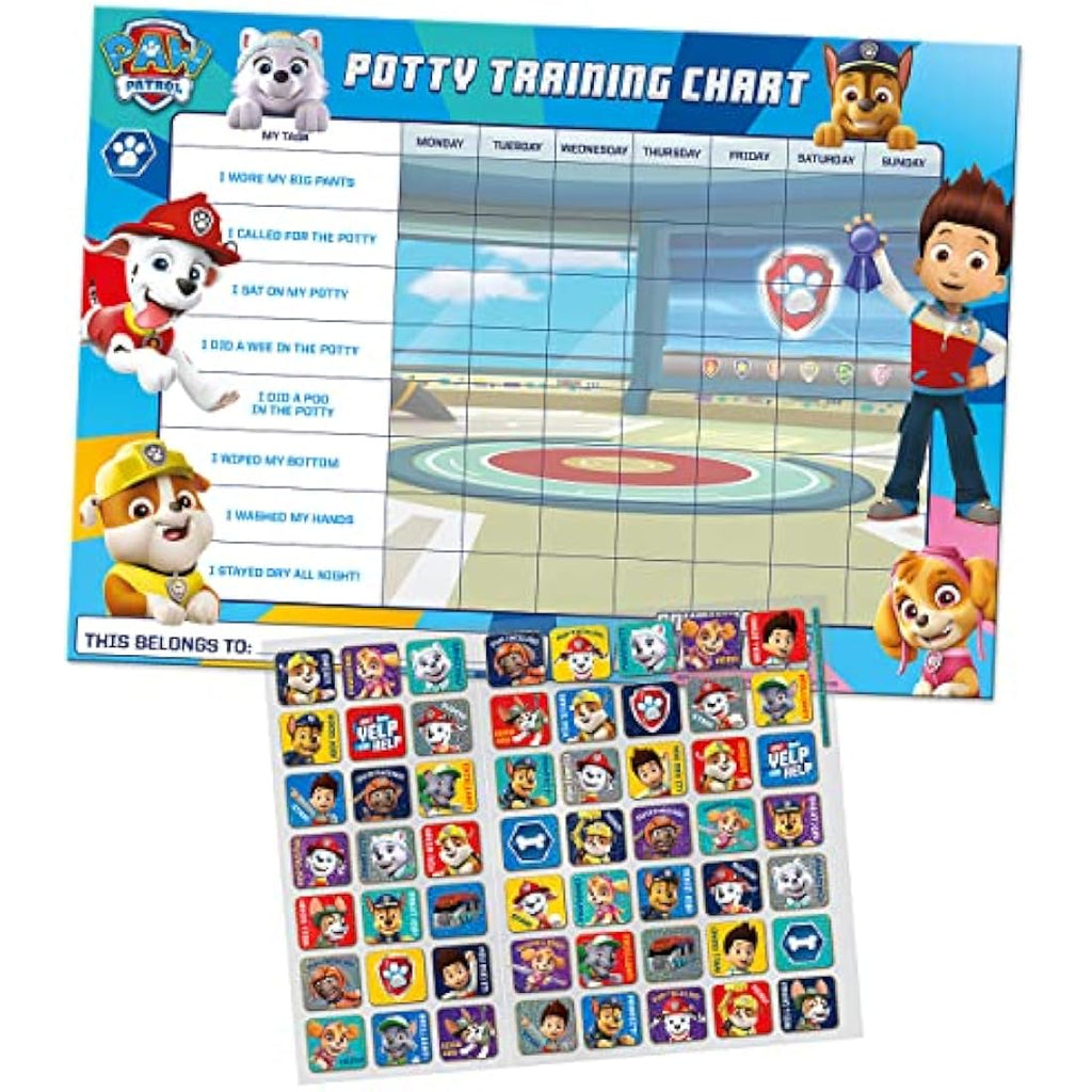 Paw Patrol Potty Training Reward Chart with Reusable Sparkly Stickers