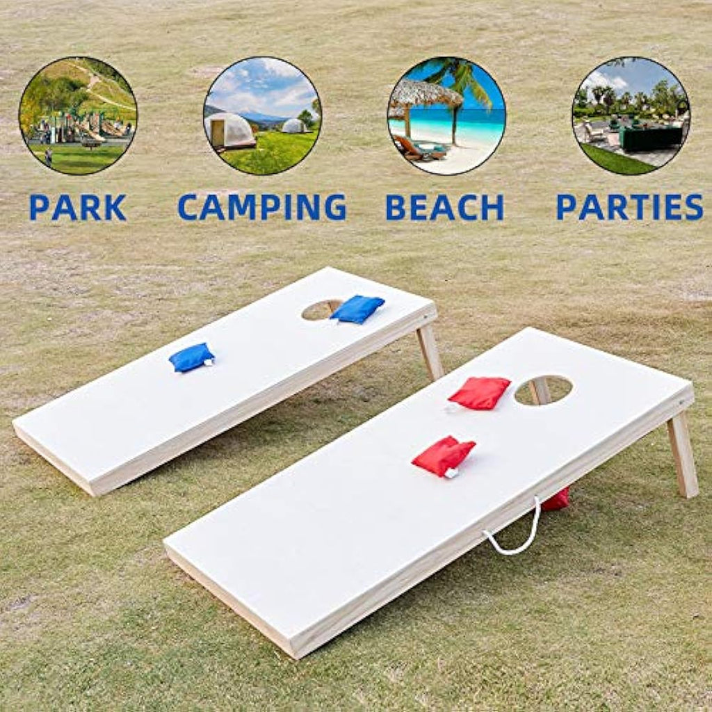 Pointyard Wooden Cornhole Set | 3x2ft Portable Boards with 8 Bean Bags