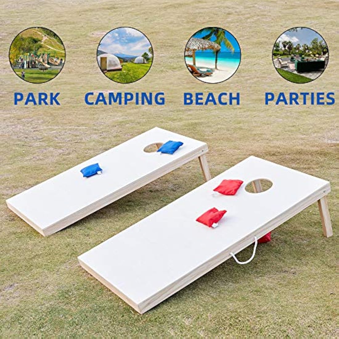 Pointyard Wooden Cornhole Set | 3x2ft Portable Boards with 8 Bean Bags