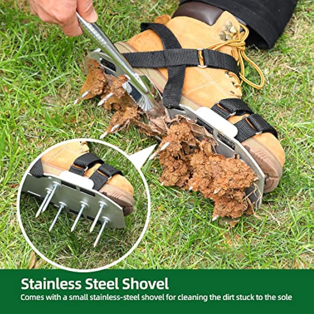 Ohuhu Lawn Aerator Shoes – Metal Spike Sandals with 900D Straps