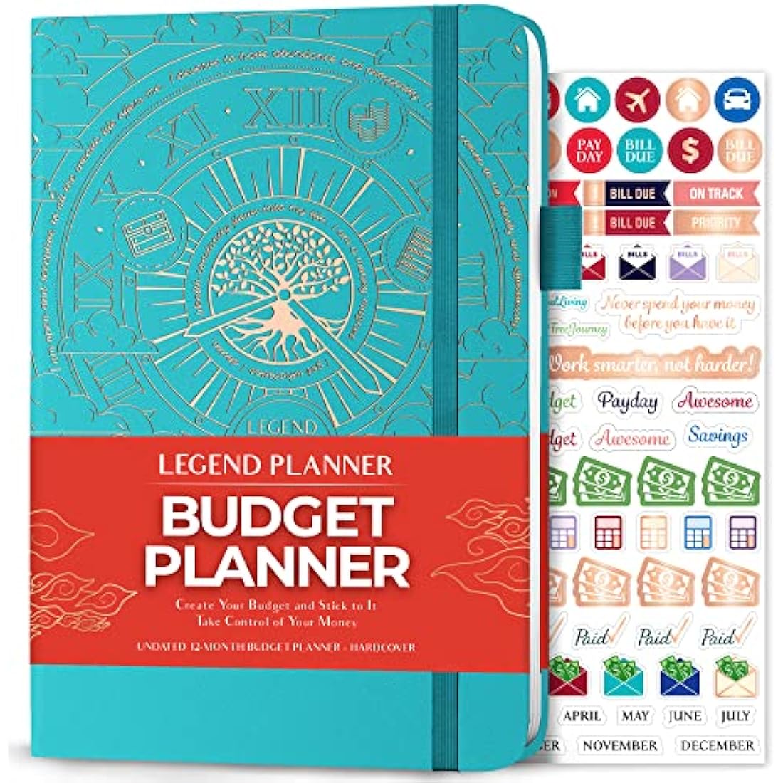 Legend Budget Planner – Vegan Leather Financial Organizer, Turquoise