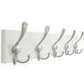 SKOLOO Creations White Solid Wood Wall Mounted Coat Rack, 5 Hooks, 16-7/8" Long - Kitchen, Mudroom, Entryway, Bathroom - Includes Mounting Hardware - image 1