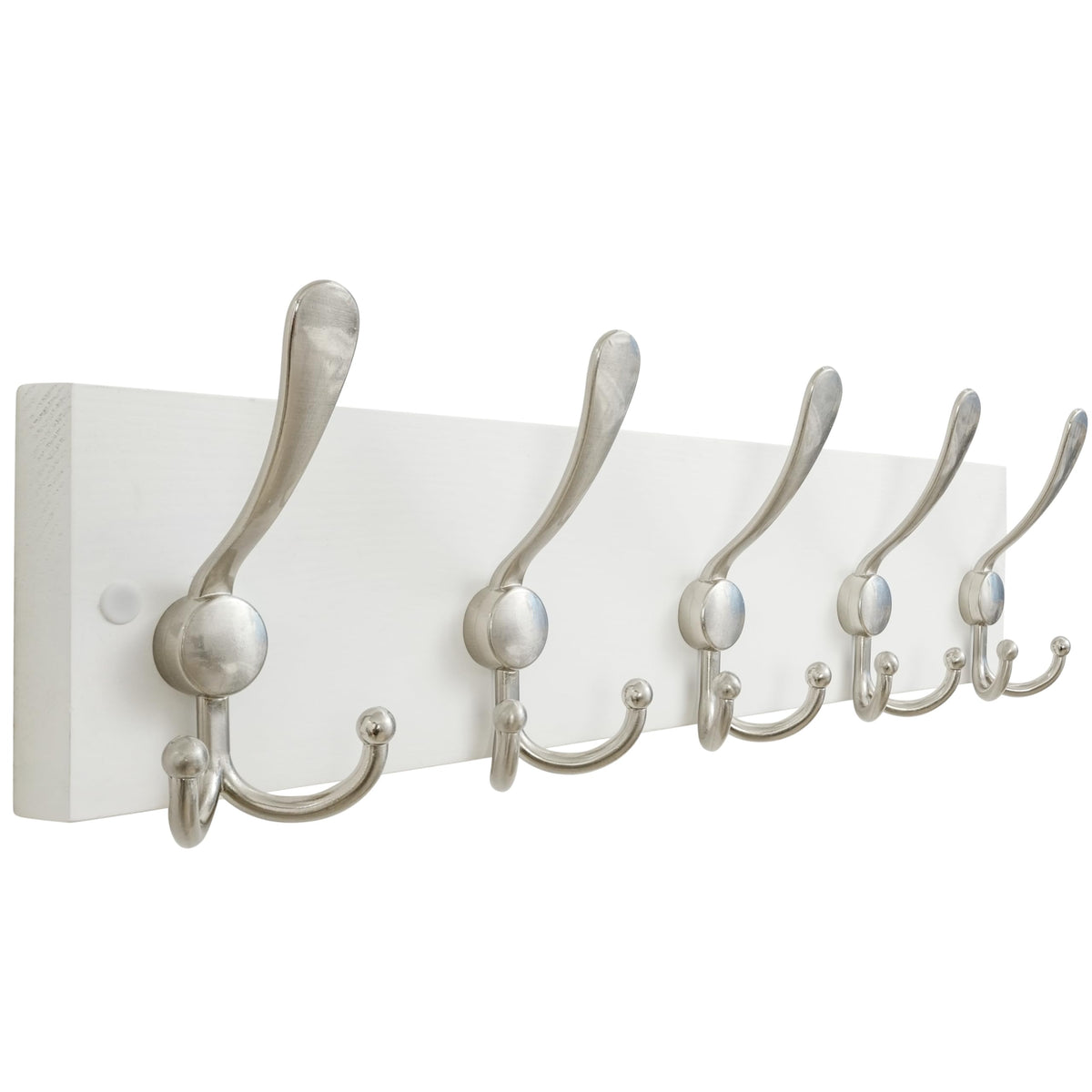 SKOLOO Creations White Solid Wood Wall Mounted Coat Rack, 5 Hooks, 16-7/8" Long - Kitchen, Mudroom, Entryway, Bathroom - Includes Mounting Hardware - image 1