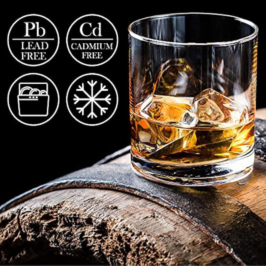 Crystalia Whiskey Glasses Set of 6 – 305ml Lead-Free Crystal Tumblers