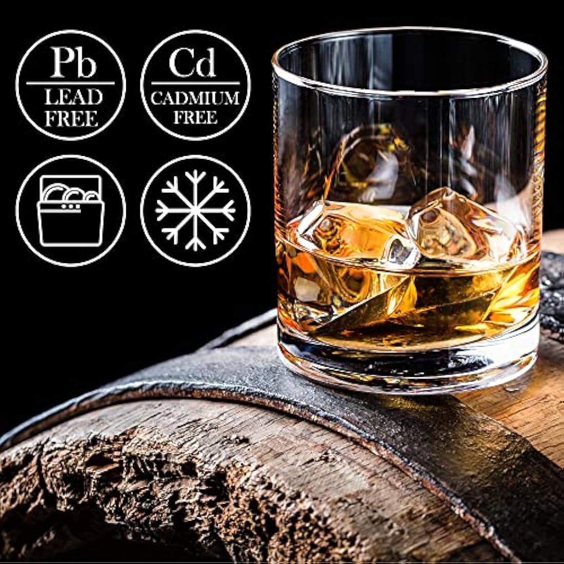 Crystalia Whiskey Glasses Set of 6 – 305ml Lead-Free Crystal Tumblers