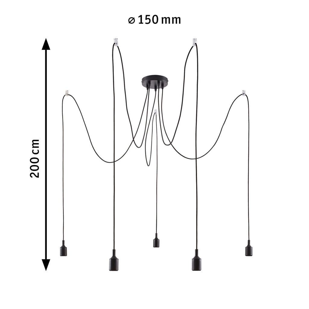 Paulmann Ketil Neordic 5-Lamp Sputnik Pendant Light – Black Metal E27