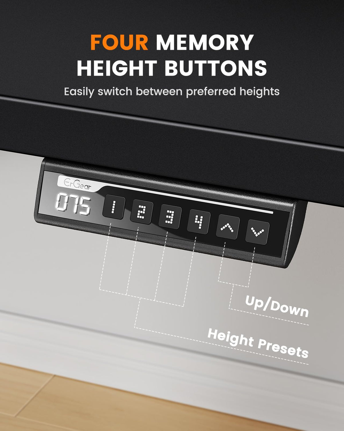 ErGear Electric Standing Desk 140x80cm, 100kg Load Capacity - image 5