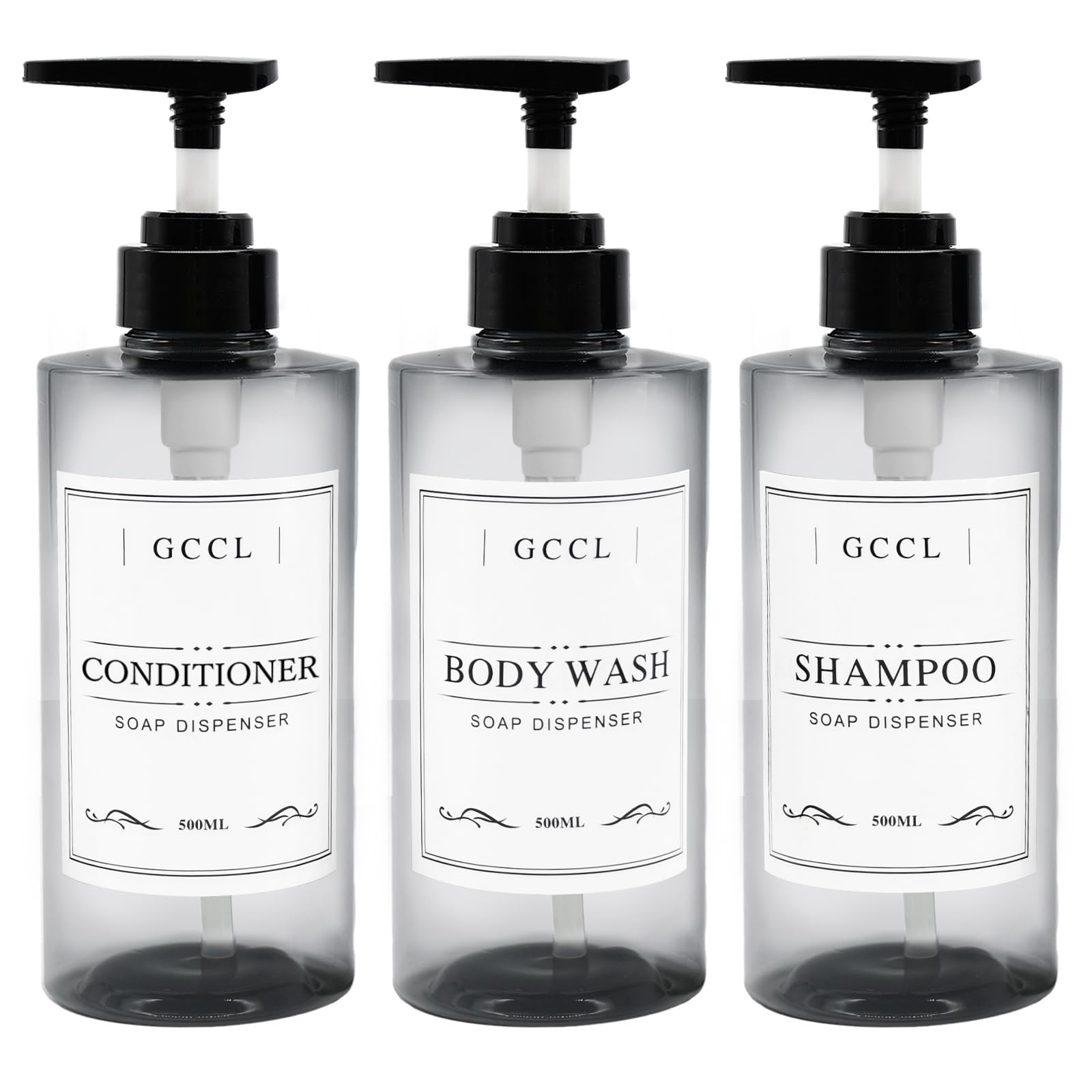 3-Pack Refillable Shampoo and Conditioner Dispenser - 500ml