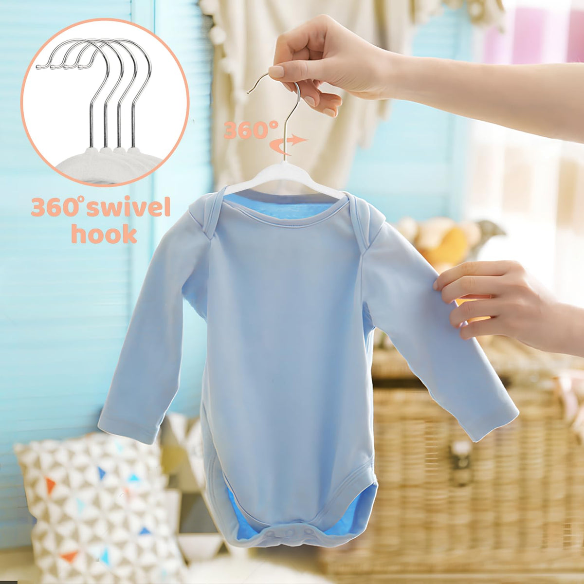 MangoKit Non-Slip Baby Velvet Hangers, Newborn Coat Hangers 15 Pack White - image 2