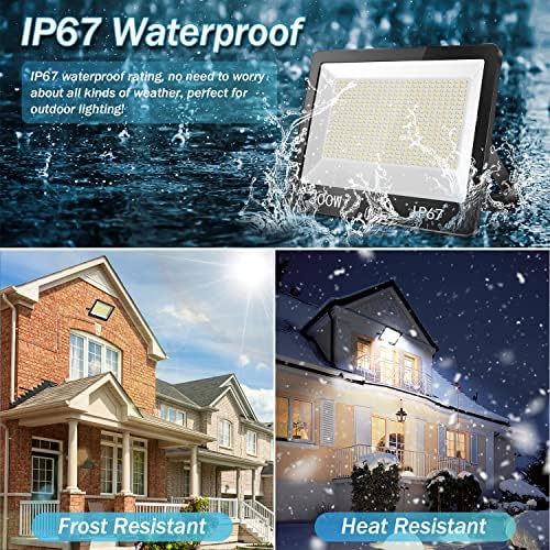 YIQIBRO 300W LED Floodlight – 30000LM IP67 Waterproof Security Light