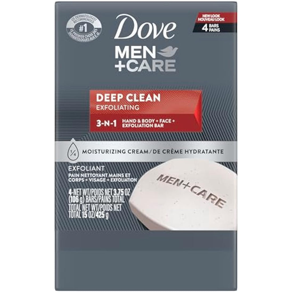 Dove Men+Care Deep Clean Body and Face Bar Soap - 4 Pack Moisturizing