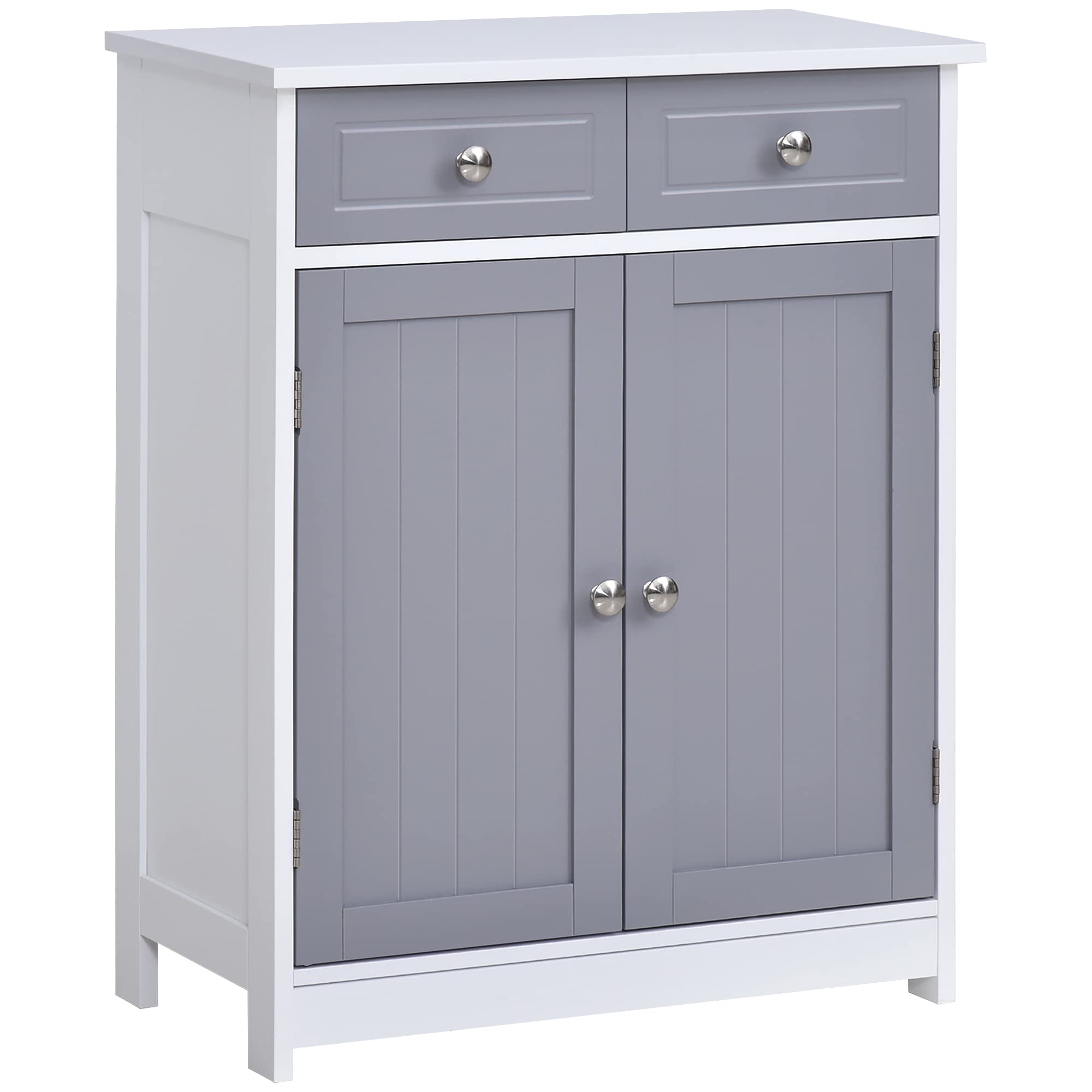 Kleankin Freestanding Bathroom Storage Cabinet with 2 Drawers - Grey